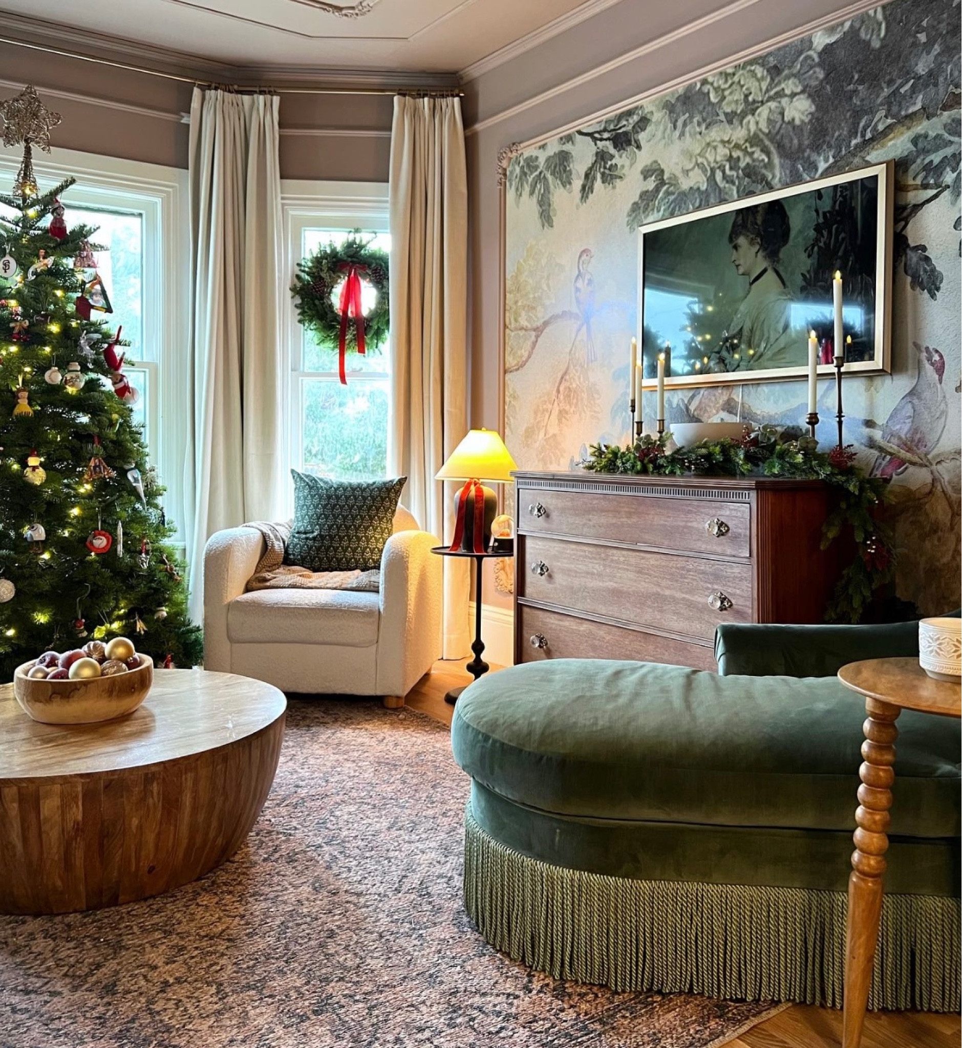 Green fringe chaise is from River & Bord the Max collection. Paint: dead salmon by Farrow & Ball

#LTKhome