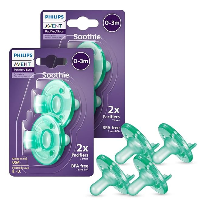 Philips Avent Soothie Orthodontic Baby Pacifiers, 100% Silicone Pacifiers, One Piece, BPA-Free, f... | Amazon (US)