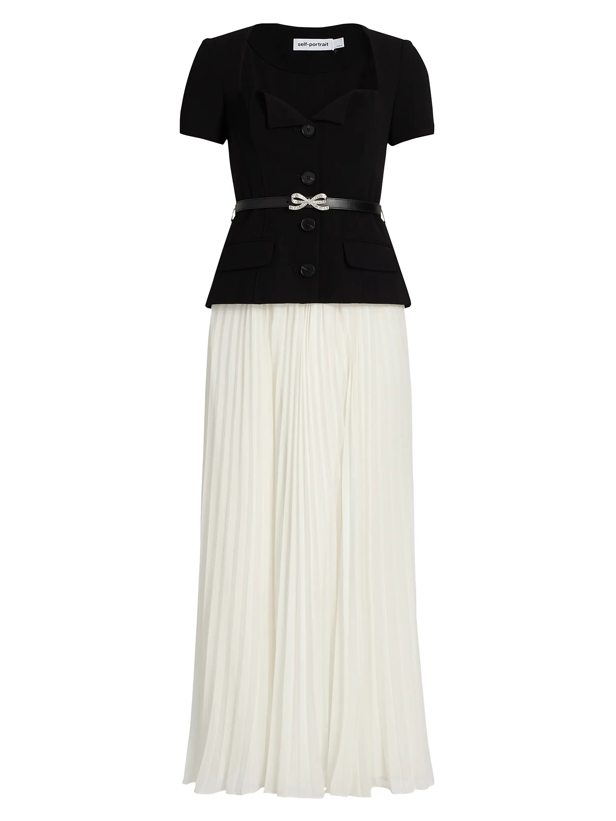 Chiffon Belted Combo Midi-Dress | Saks Fifth Avenue