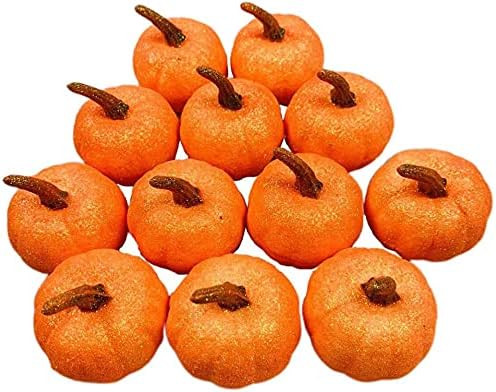 12-Pack Simulation Pumpkins Artificial Pumpkins Mini Glitter Pumpkins Fall Pumpkin for Halloween,... | Amazon (US)