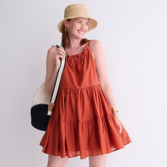 Tie-shoulder tiered mini dress | J. Crew US