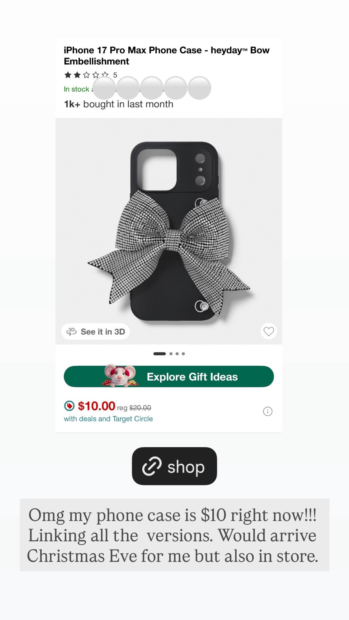 Stocking stuffer ideas!! Gift idea for women // gift idea for girls // cute phone case // bow phone case // I absolutely love it and highly recommend it!! 🥹

#LTKSaleAlert #LTKHoliday #LTKGiftGuide