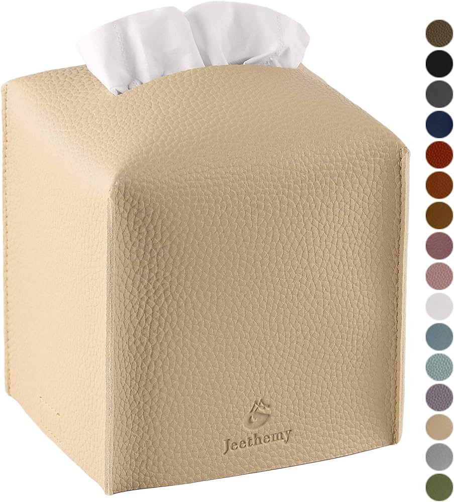 Tissue Box Cover, Jeethemy Square PU Leather Tissue Box Holder, Modern Tissue Case Facial Paper O... | Amazon (US)