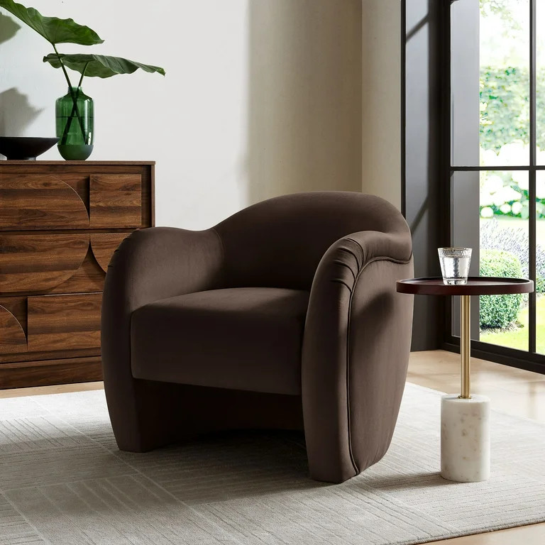 Modway Compose Performance Velvet Accent Chair in Chocolate Brown | Walmart (US)