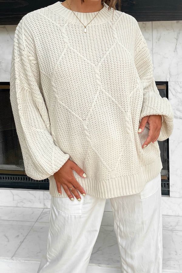 Logan Oversized Sweater in Cream | Grey Bandit