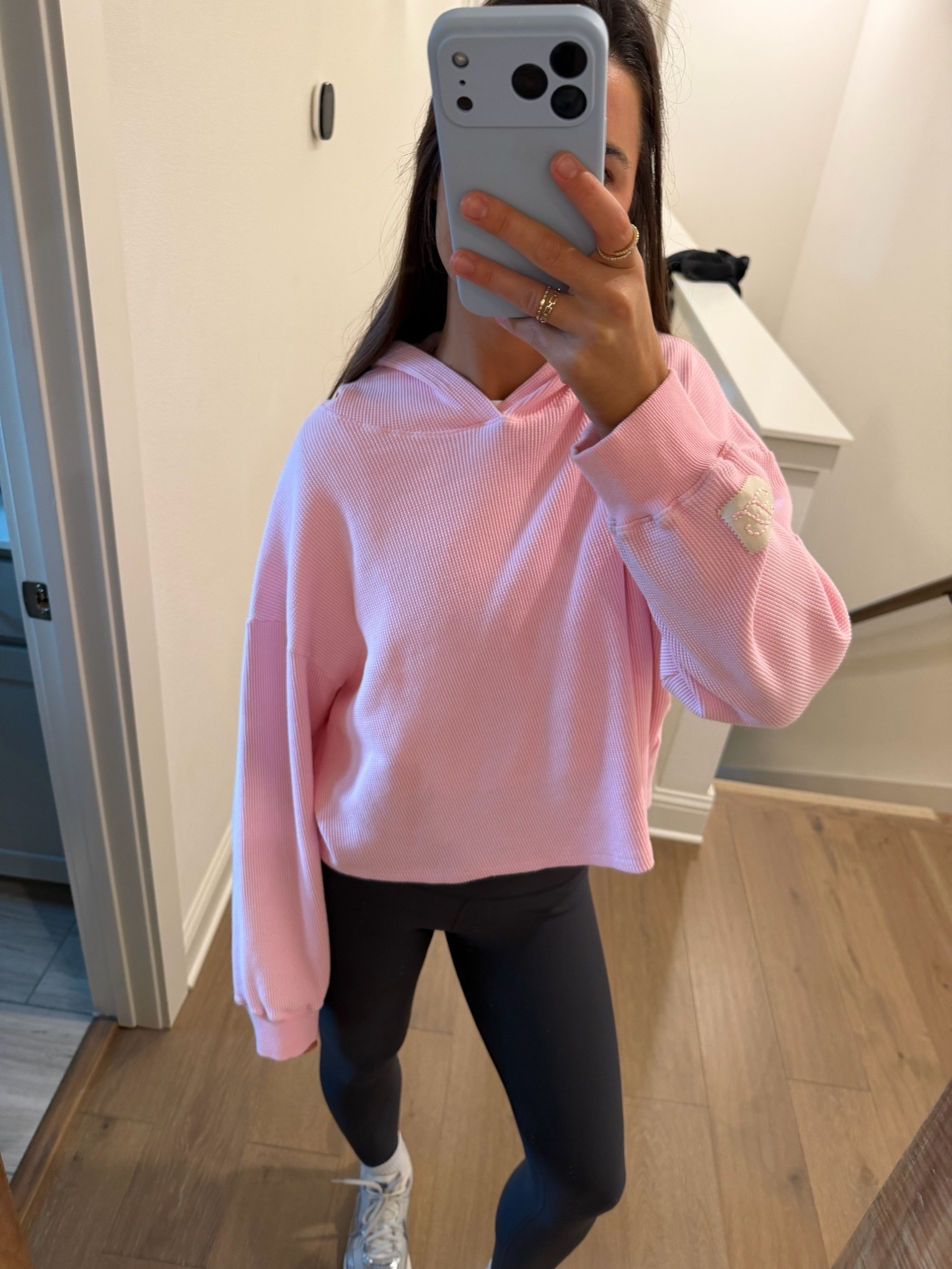 foot locker nike sneakers ! eleven eleven waffle hoodie in pink but also linked the grey, blue, & yellow (love them all!)
@Alo Yoga leggings 



travel outfit

#LTKfitnessgoals #LTKActive #LTKTravel