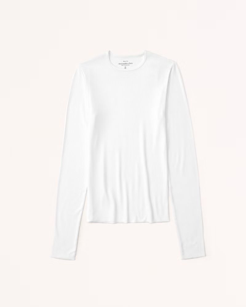 Essential Long-Sleeve Featherweight Rib Tuckable Top | Abercrombie & Fitch (US)