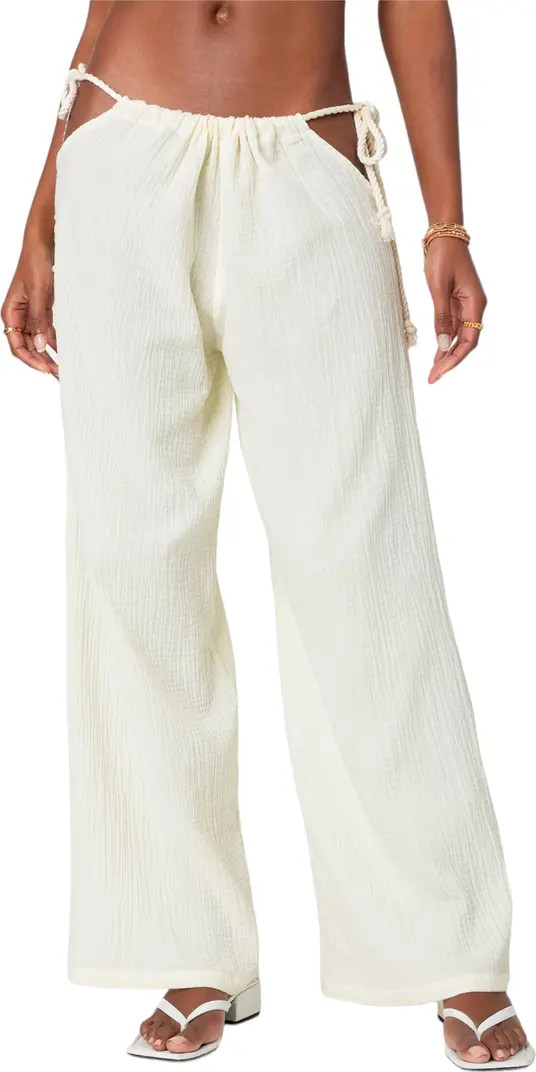 Leoni Cutout Cotton Gauze Pants | Nordstrom