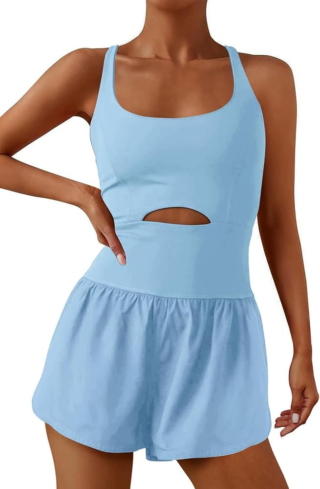 ReachMe Womens Running Onesie Workout Rompers Athletic Romper One Piece Outfits Exercise Jumpsuit... | Amazon (US)