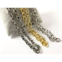 18K Gold/ Platinum/ Antique Silver Plated Thick Oval Link Textured Chain By The Yard | Etsy (US)