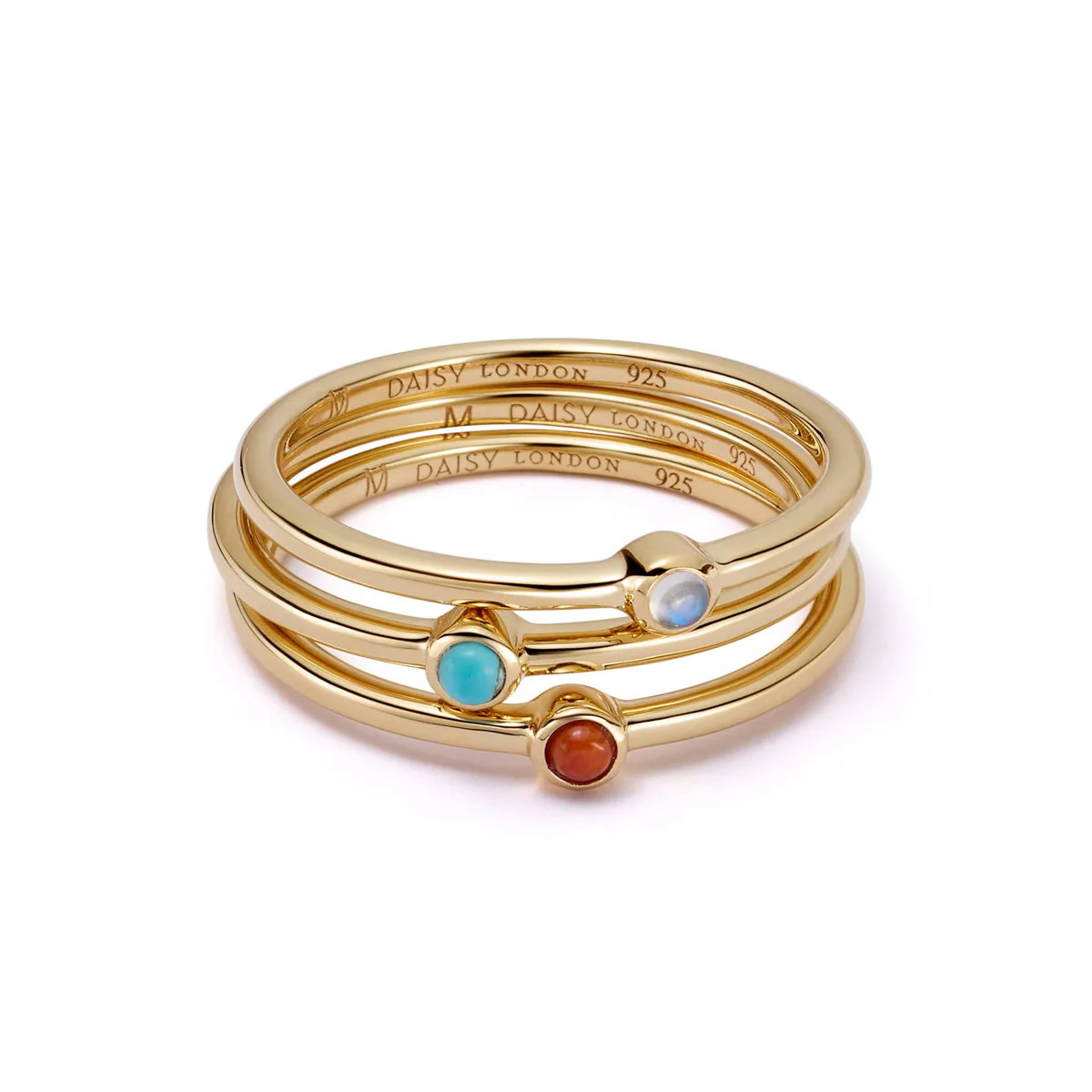 Protection and Harmony Ring Stack 18ct Gold Plate | Daisy London Jewellery