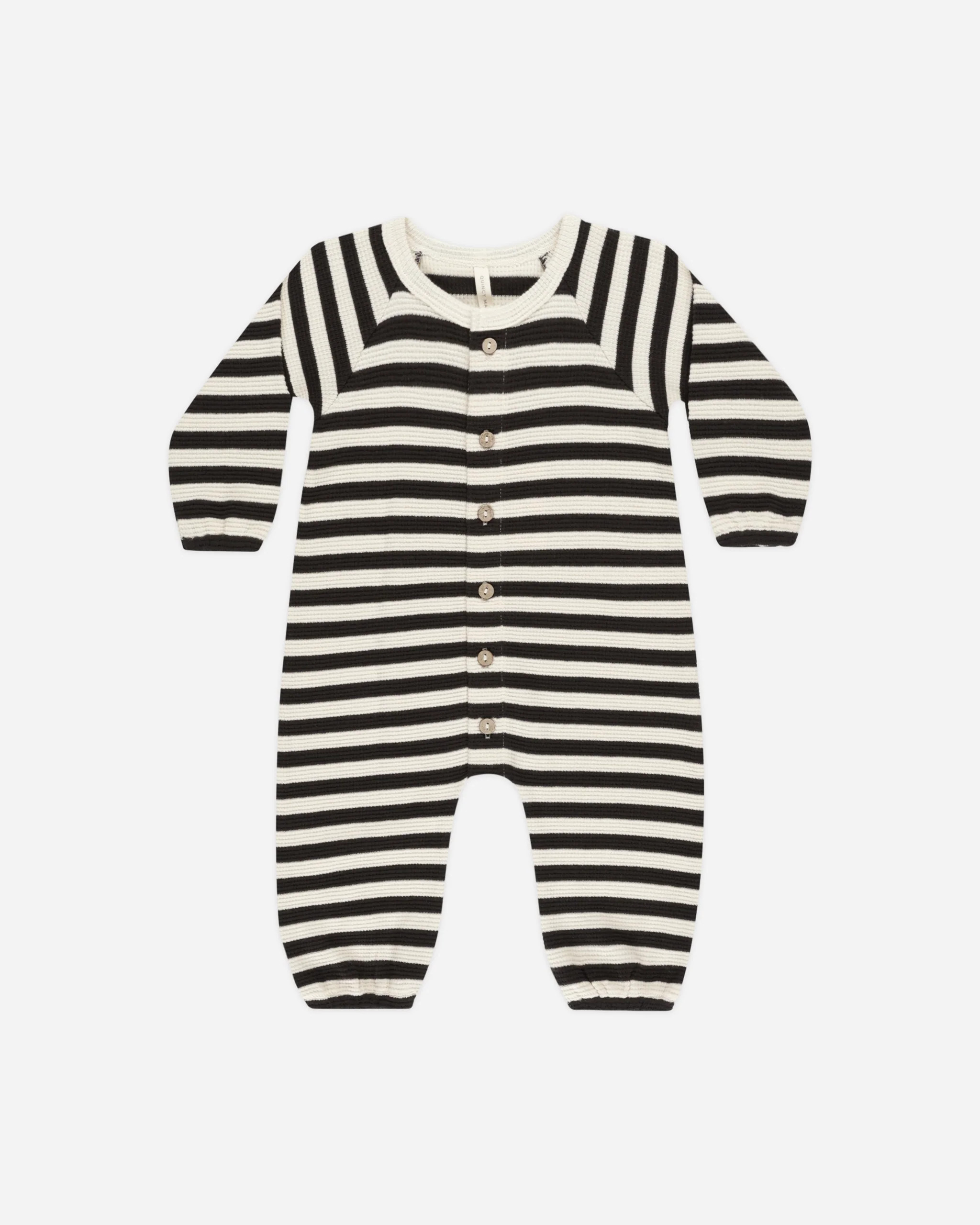 Waffle Long Sleeve Jumpsuit || Black Stripe | Rylee + Cru