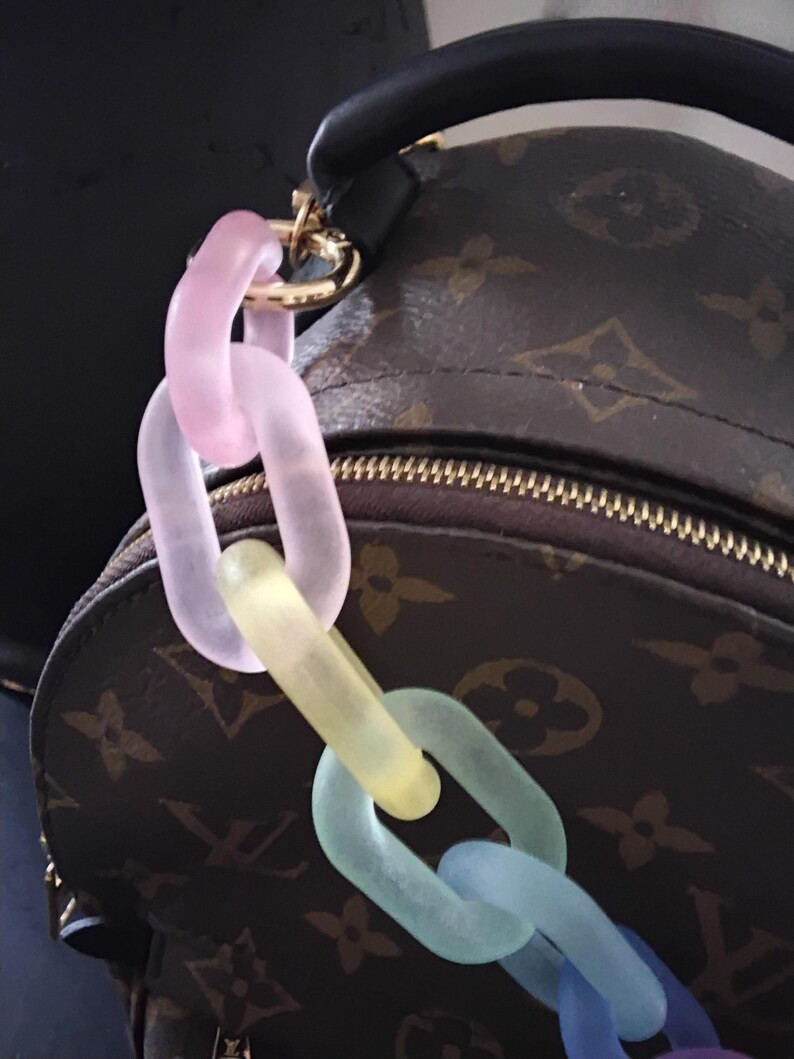 Frosted Acrylic Rainbow Colour's Chunky Chain Link Strap With Gold Hardware - Etsy Canada | Etsy (US)