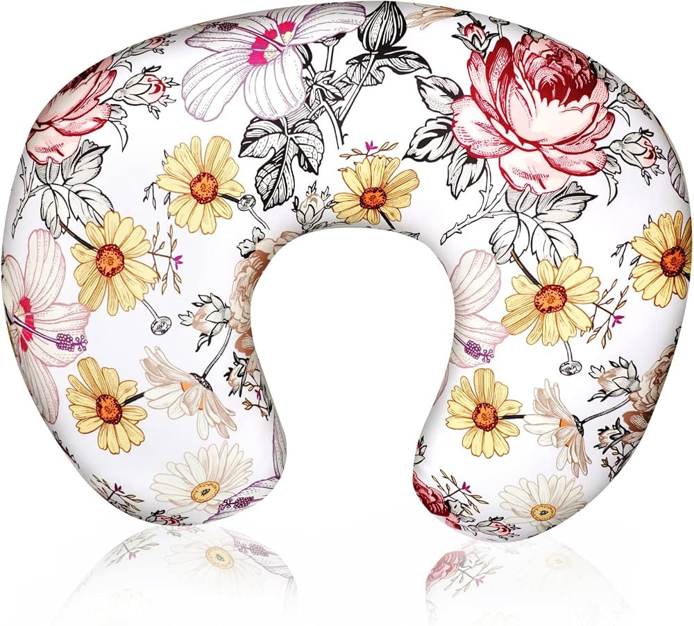 HNHUAMING Floral Nursing Pillow Cover, Breastfeeding Pillow Slipcover for Baby Girls, Soft Snug F... | Amazon (US)