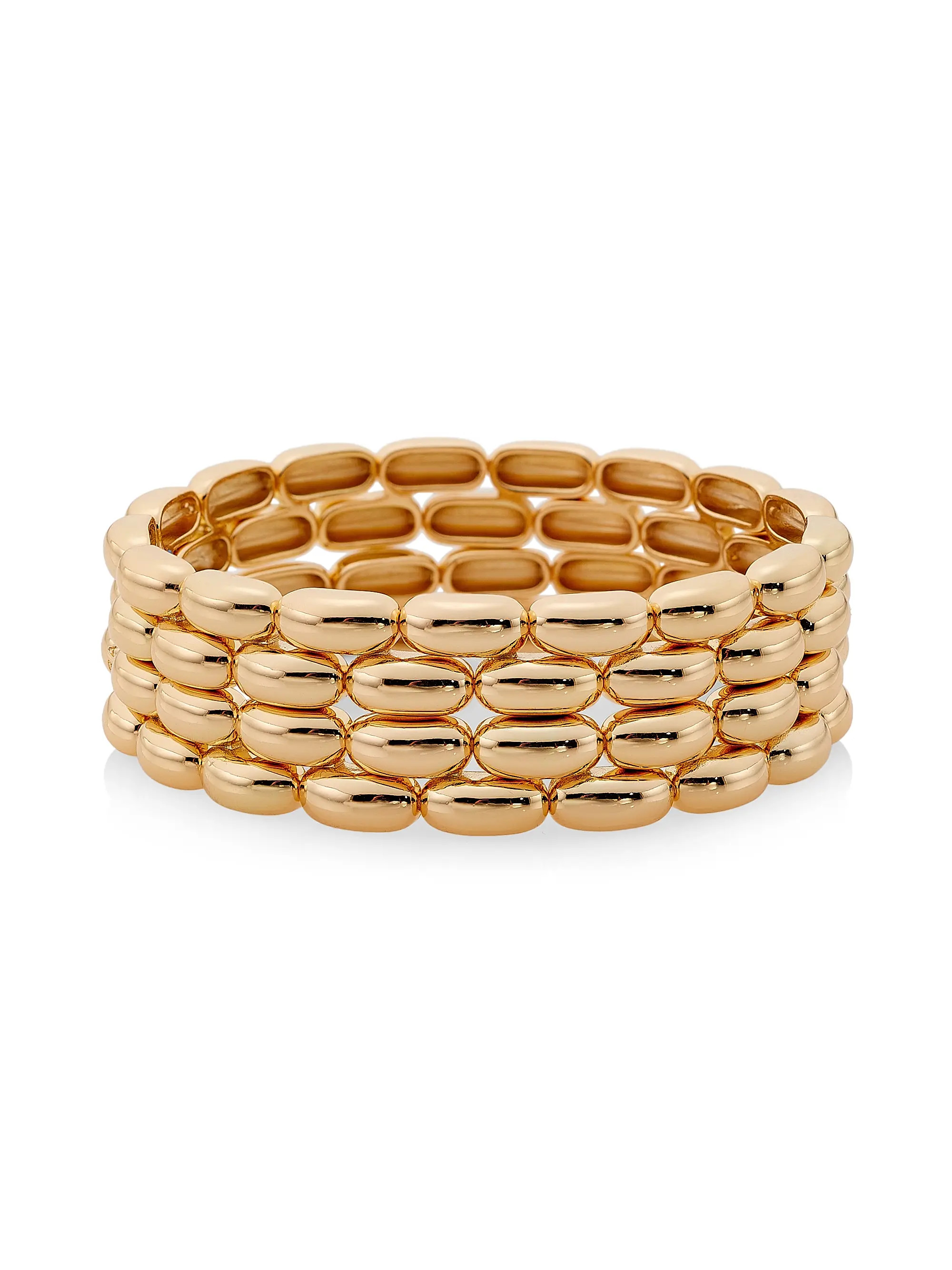 Shop Roxanne Assoulin Pillow 2-Piece Goldtone Stretch Bracelet Set | Saks Fifth Avenue | Saks Fifth Avenue