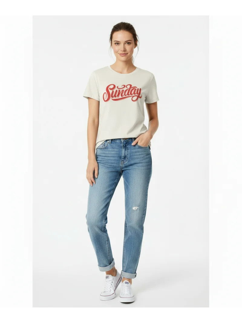 Time and Tru, Ladies' Graphic T-Shirt, Sunday, Sizes XS-3XL | Walmart (US)