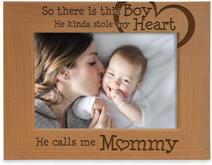 KATE POSH So There is This Boy He Calls me Mommy - Natural Engraved Wood Photo Frame - Mother and... | Amazon (US)