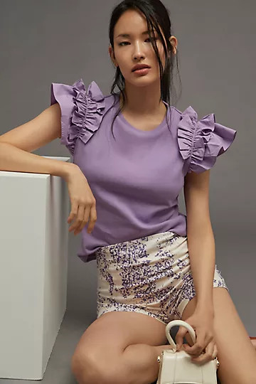 By Anthropologie Woven Ruffle Top | Anthropologie (US)