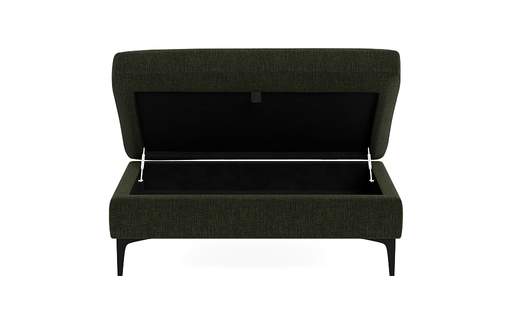 Sloan Custom Storage Ottoman in Bayou Performance Vintage Plush, Matte Black, 39" - Customize Color, Size & More | Interior Define