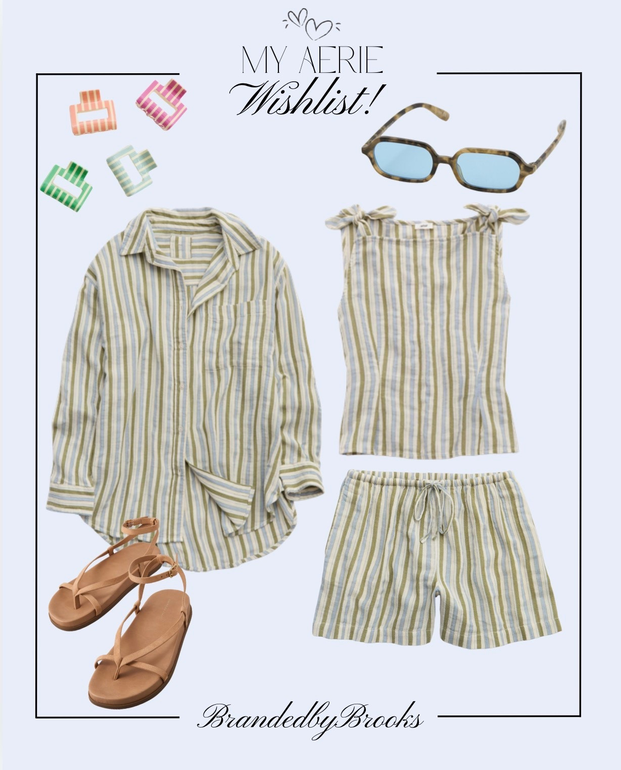 Currently obsessing over this Aerie set 💚
✨ The soft striped button-down + matching shorts (and the cutest tie-strap top!) make the perfect mix-and-match moment for summer. Lightweight, comfy, and effortlessly put together 🙌🏼
Paired with neutral sandals + trendy sunnies for an easy everyday look you’ll reach for on repeat ☀️
Everything on my Aerie wishlist is linked here!

#LTKgrwm #LTKootd #LTKSaleAlert