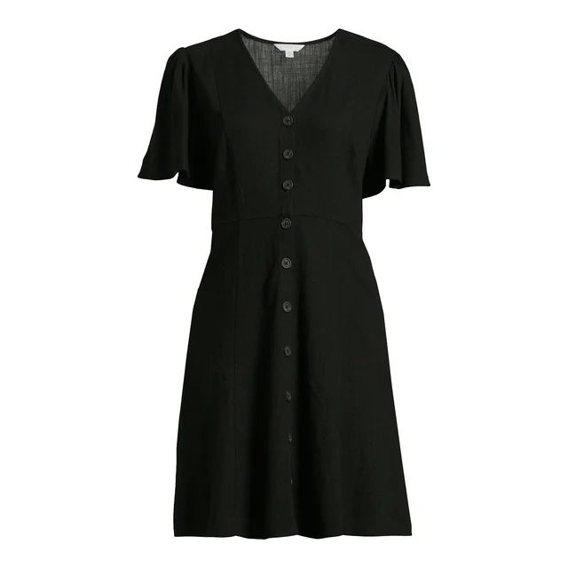 Time and Tru Women's Button Front Mini Dress, Sizes XS-XXXL - Walmart.com | Walmart (US)