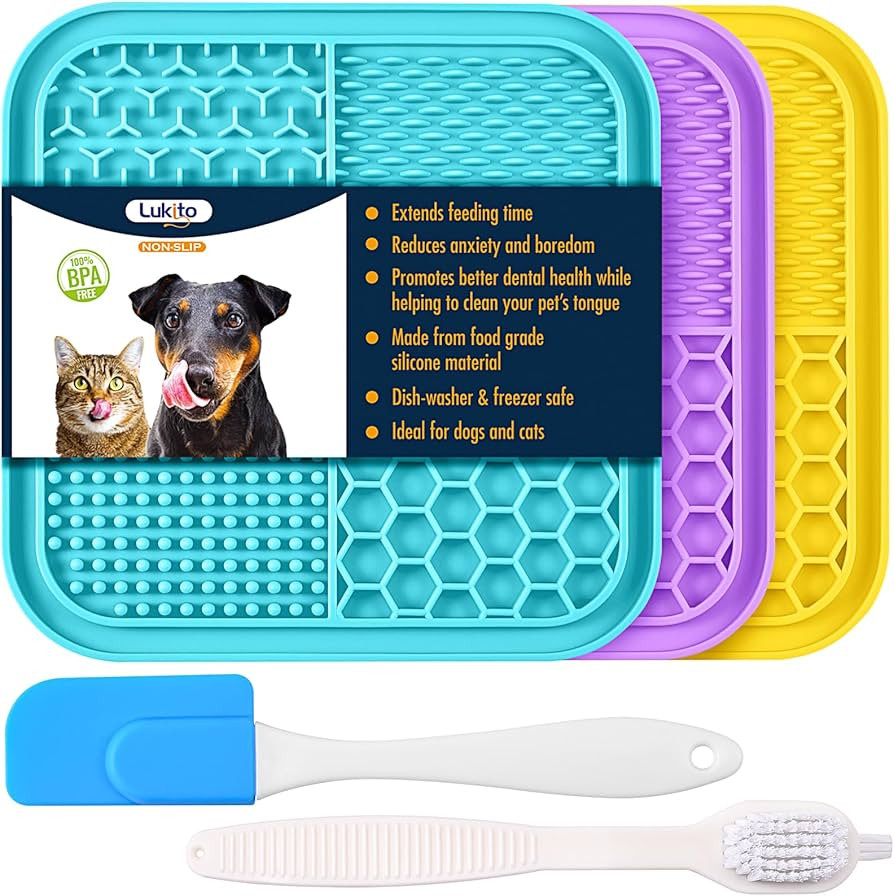 LUKITO 3PCS Lick Mat for Dogs and Cats, Licking Mat with Suction Cups for Dog Anxiety Relief, Cat... | Amazon (US)