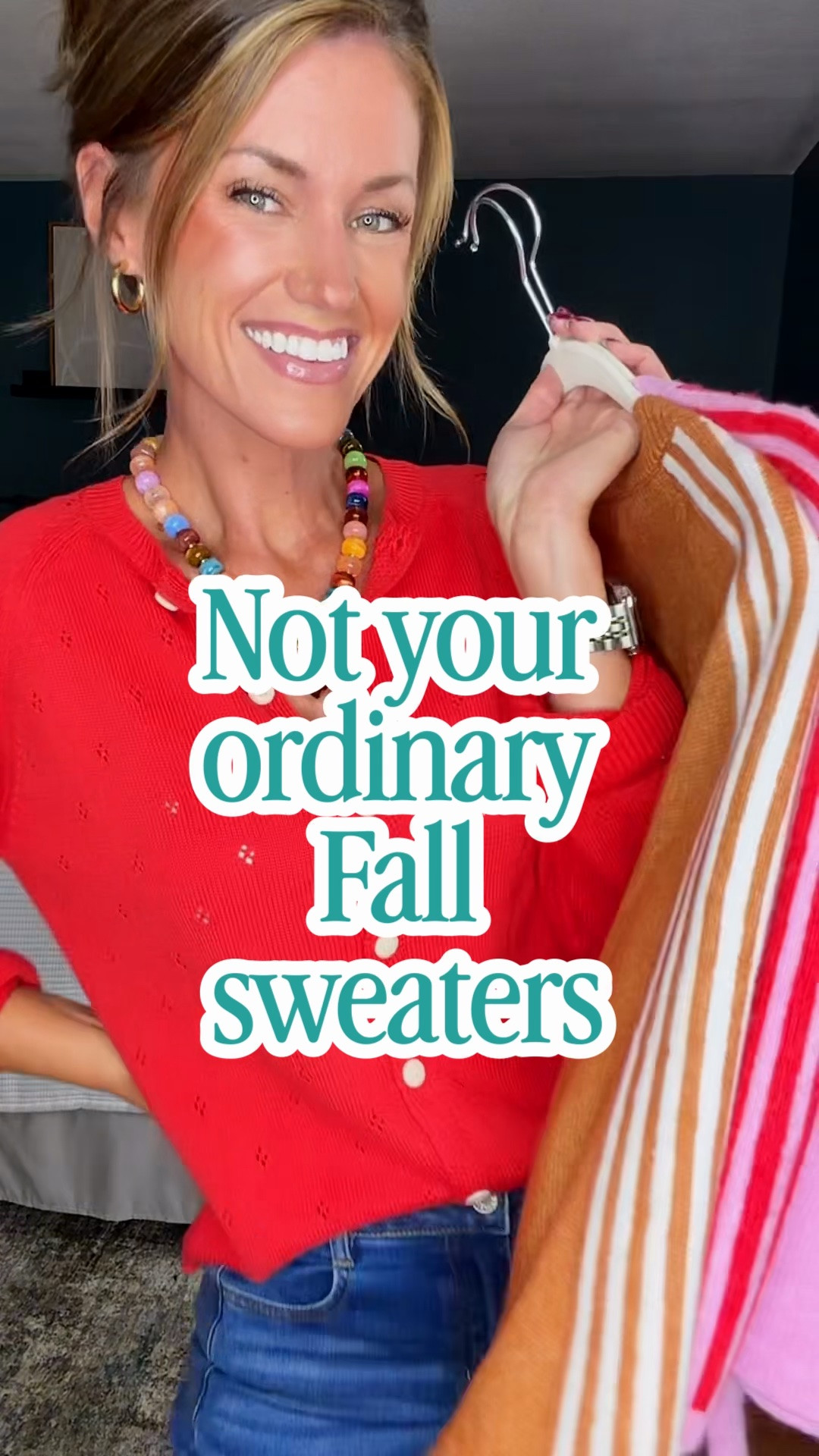 Not your typical Fall sweaters. Fun and unique and all from Amazon. 
Wearing size small in sweaters and 6 in jeans.

#LTKSeasonal #LTKOver40