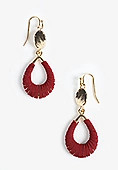 Gold And Red Suede Teardrop Earrings | Maurices