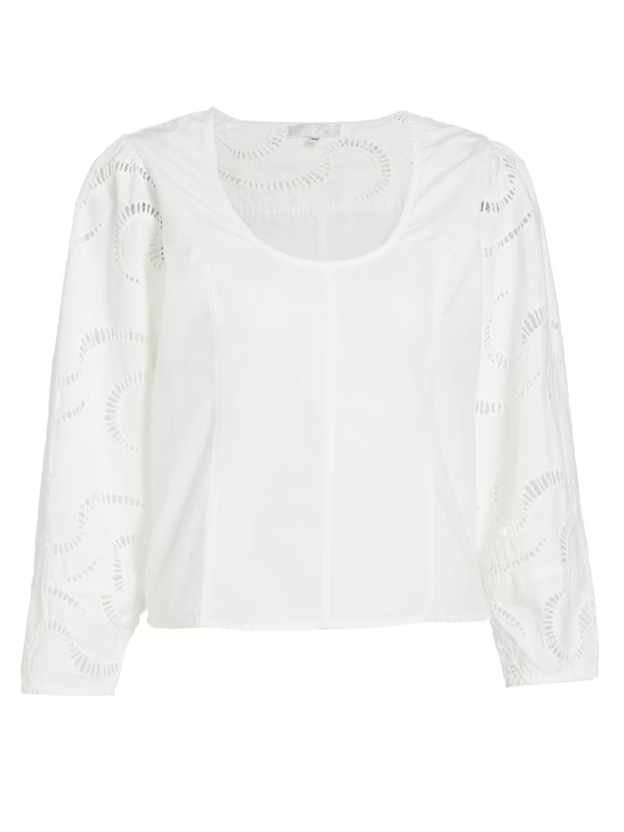Eyelet-Sleeve Cotton Top | Saks Fifth Avenue