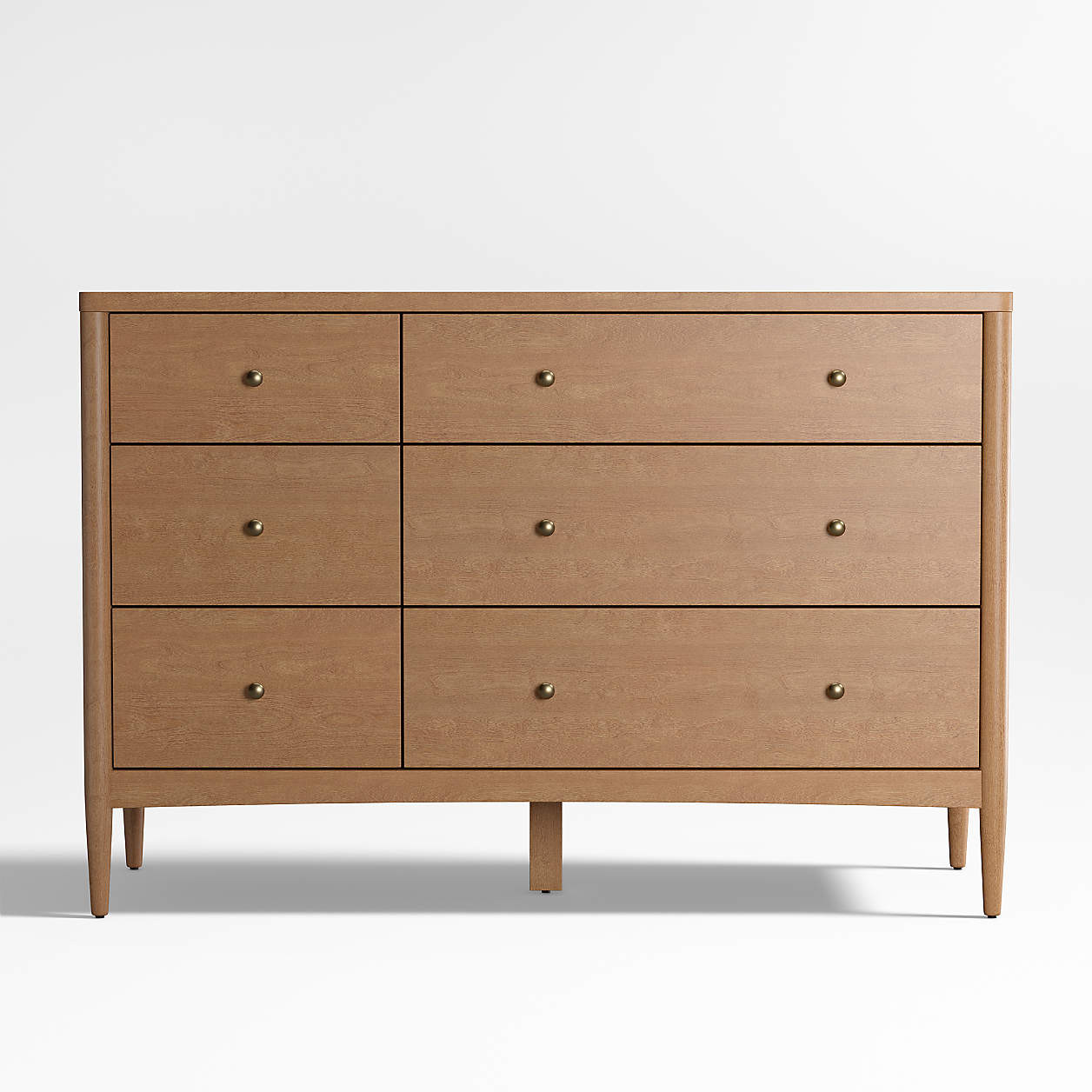 Hampshire 50" Natural Brown Wood 6-Drawer Wide Kids Dresser + Reviews | Crate & Kids | Crate & Barrel
