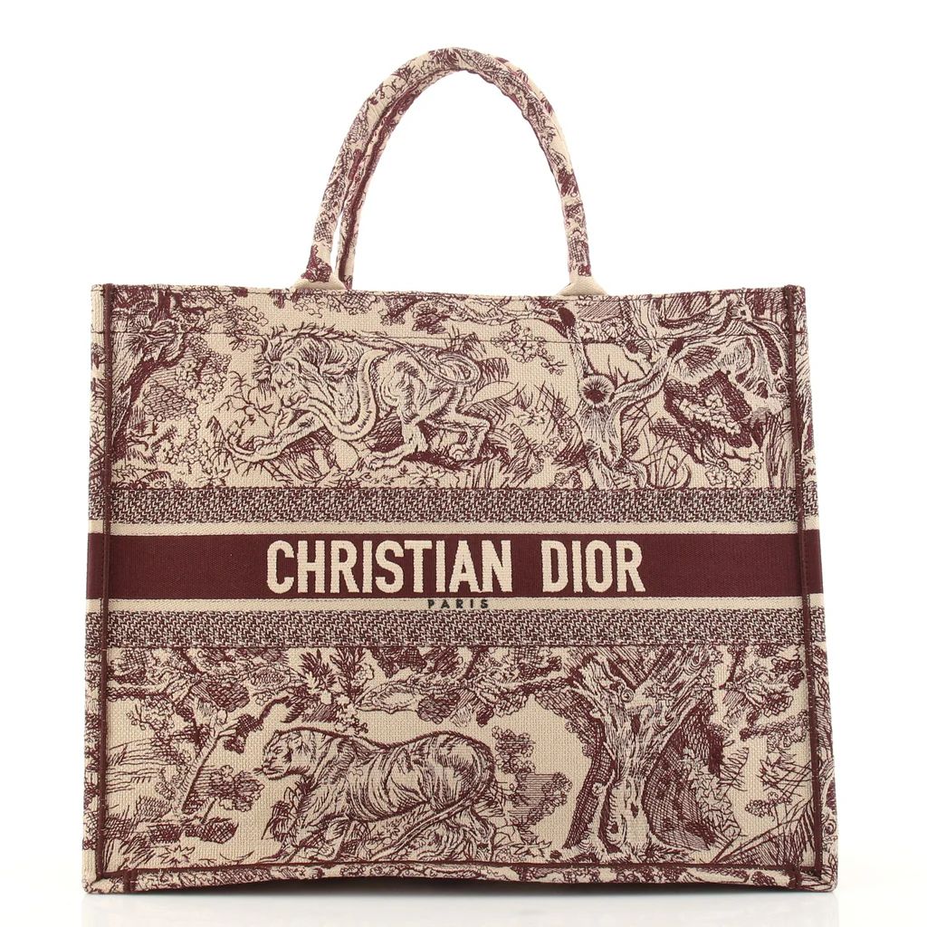 Christian Dior Book Tote Embroidered Canvas Neutral 12520915 | Rebag