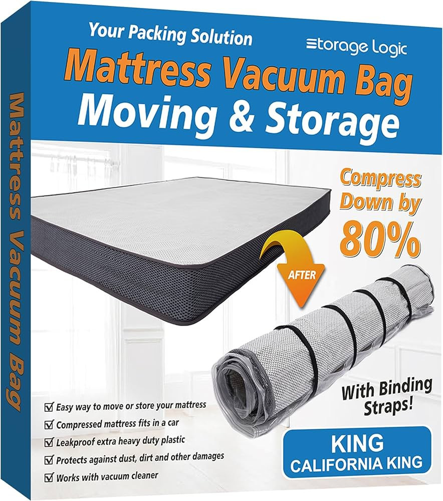King/Cal-King Foam Mattress Vacuum Bag for Moving, Storage, Vacuum Seal Mattress Bag with Straps | Amazon (US)