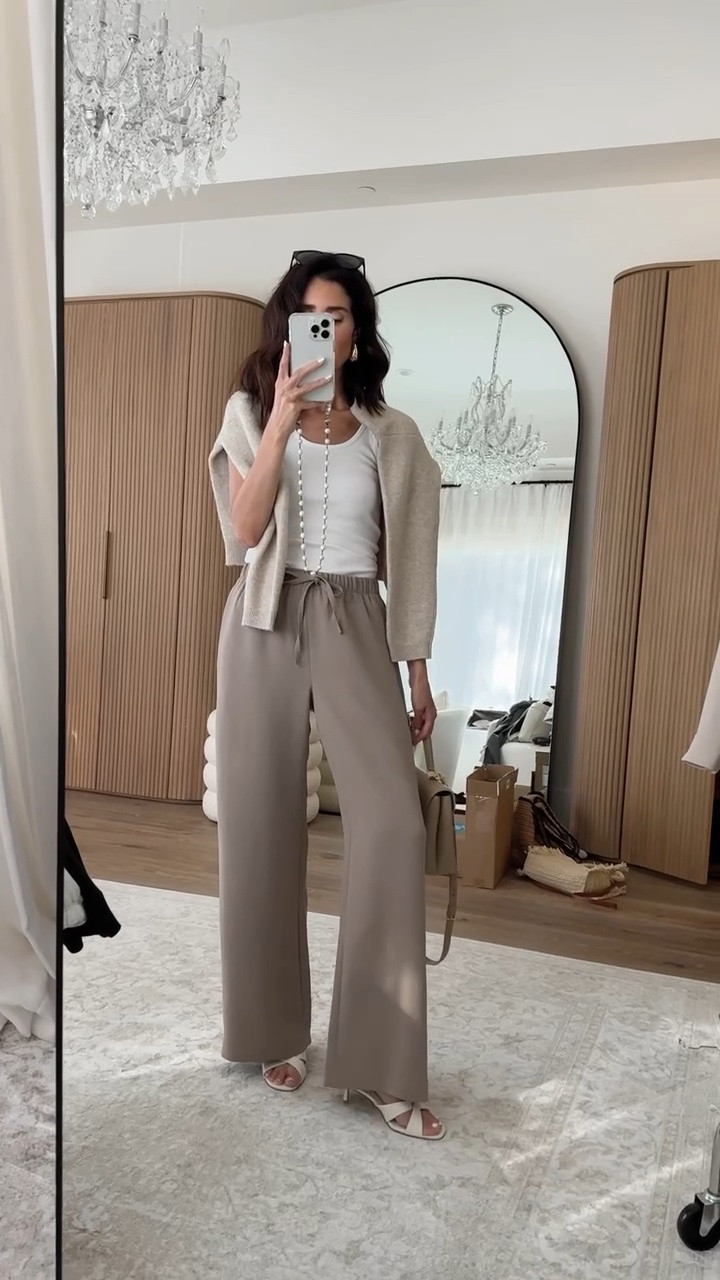 Styling the viral @Aritzia pants! I'm just shy of 5-7" wearing the size SMALL REGULAR pants in the color nomad taupe, small sweater and XS tank top.
#stylinbyaylin #springoutfit #basics #stylinfinds

#LTKgrwm #LTKootd #LTKOver40