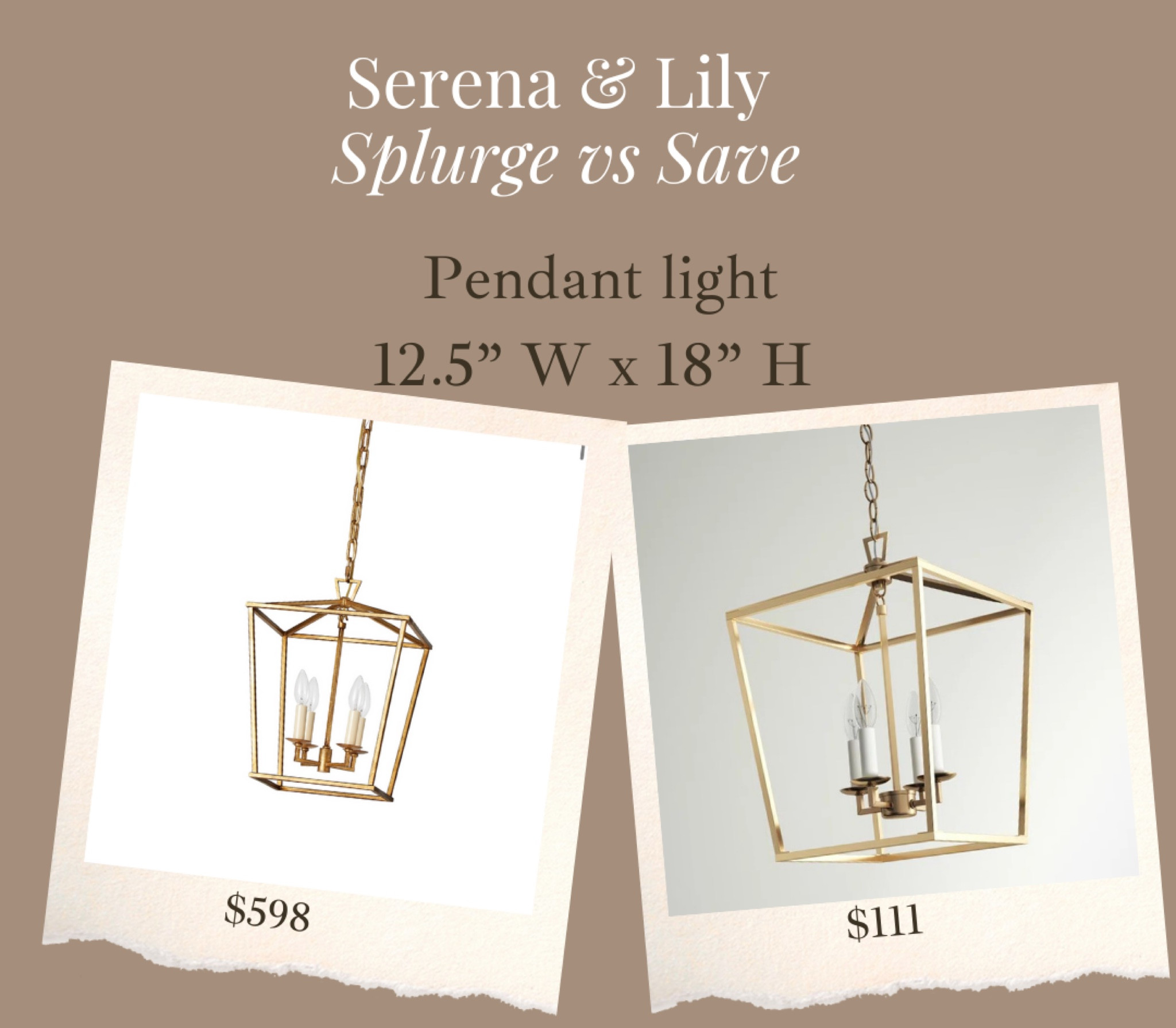 Gorgeous, caged, pendant light. Exact same dimensions as Serena and Lily! Would look beautiful over a kitchen island, over kitchen table, entryway, etc  