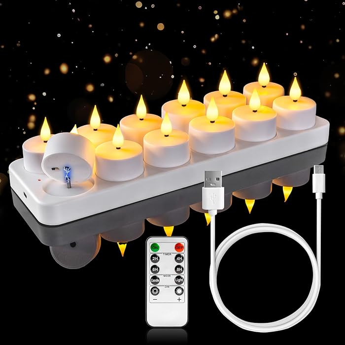 Homemory 12-Pack Rechargeable Tea Light Candles with Remote, 2/4/6/8H Timer | Amazon (US)