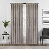Eclipse Harper Velvet Rod Pocket Curtains for Bedroom, Single Panel, 50 in x 84 in, Mushroom | Amazon (US)