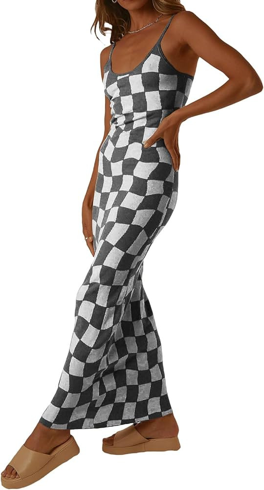 Bodycon Dresses for Women Summer Knit Hollow Out Sexy Night Out Midi Maxi Dress Sleeveless Long C... | Amazon (US)