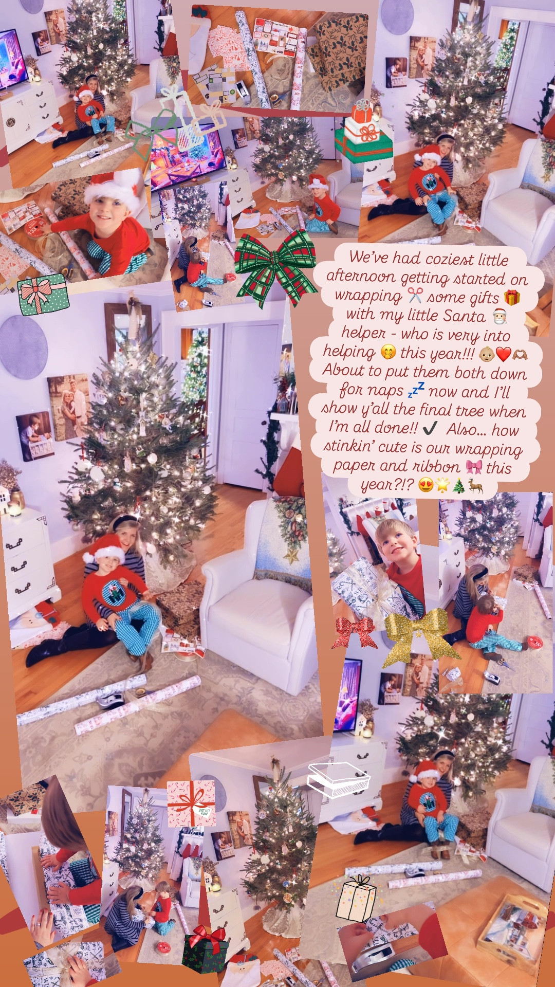 We’ve had coziest little afternoon getting started on wrapping ✂️ some gifts 🎁 with my little Santa 🎅🏻 helper - who is very into helping 🤭 this year!!! 👶🏼❤️🫶🏽 About to put them both down for naps 💤 now and I’ll show y’all the final tree when I’m all done!! ✔️  Also… how stinkin’ cute is our wrapping paper and ribbon 🎀 this year?!? 😍🌟🎄🦌

#LTKHoliday #LTKdayinmylife