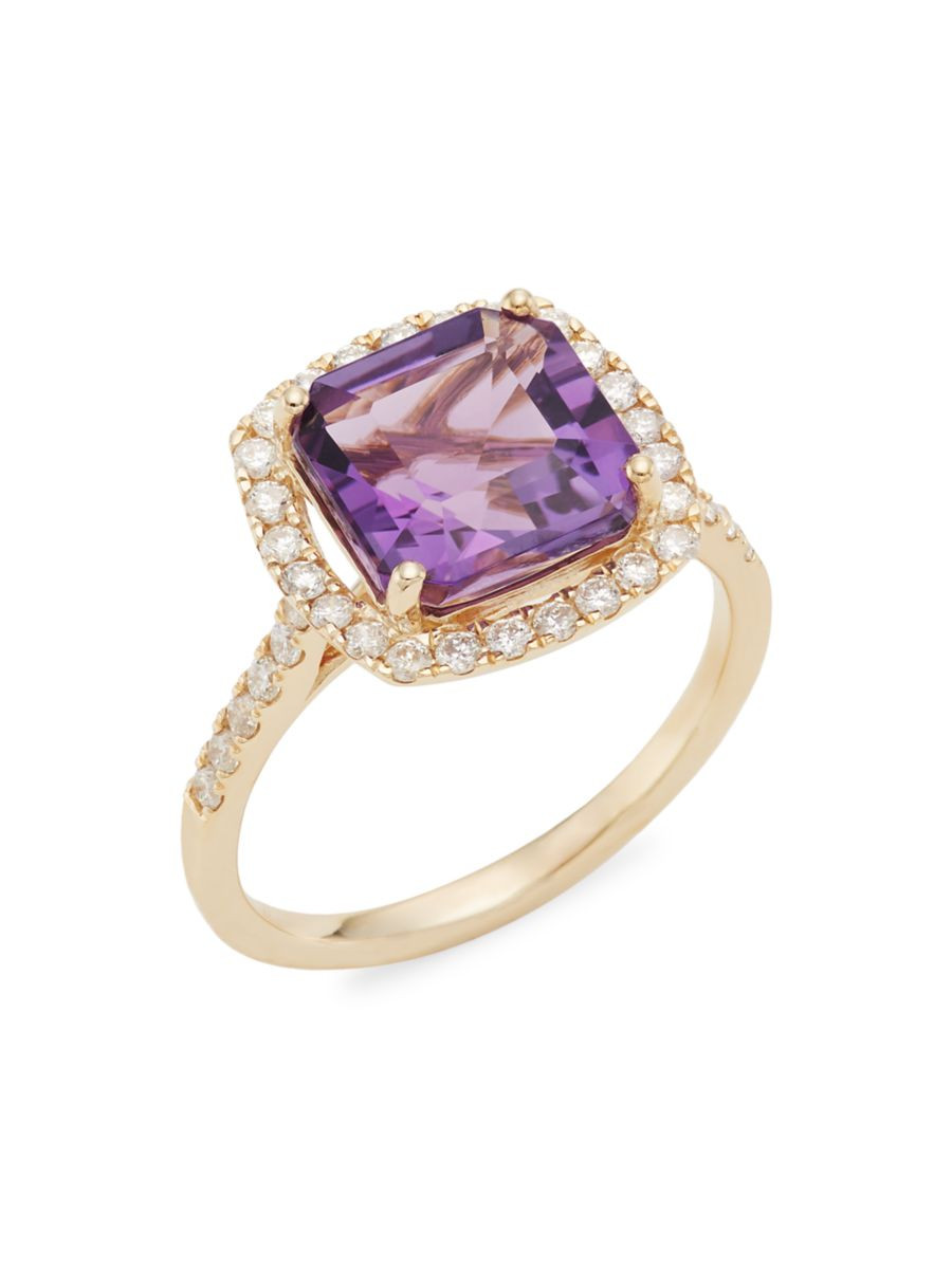 14K Gold, Diamond & Amethyst Ring | Saks Fifth Avenue