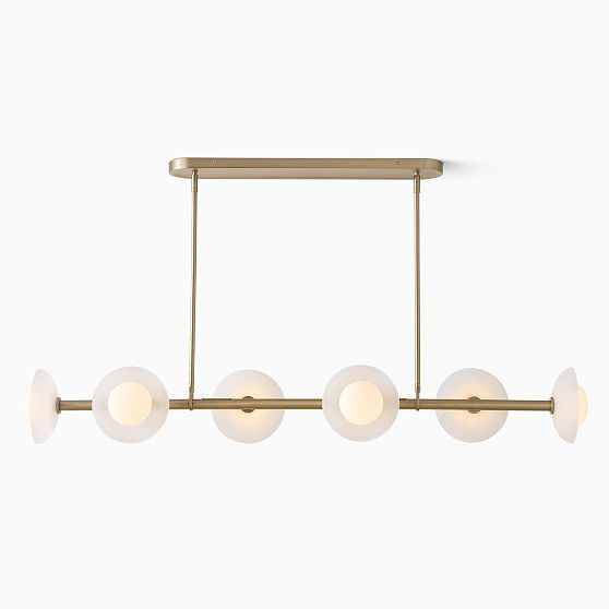 Bezel Linear 6 Light Chandelier, 51.5"", Champagne/Sand Blasted Glass | West Elm (US)