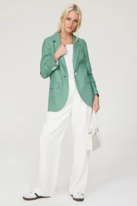 Green Linen Larsen Blazer | Rent the Runway