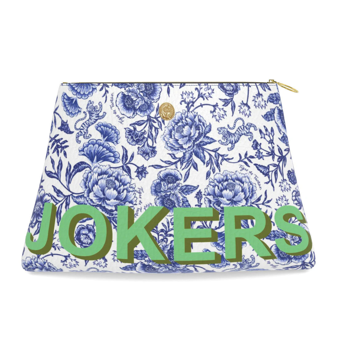 Roomy Leather Mahjong Tile Bag, CHINOISERIE BLEU, JOKERS | Jones & Daughters