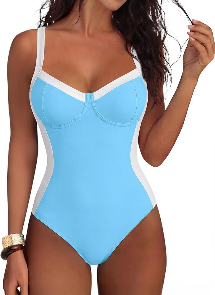 ANRABESS Womens One Piece Swimsuit Slimming Color Block Bathing Suit Full Coverage Swimwear 2026 ... | Amazon (US)