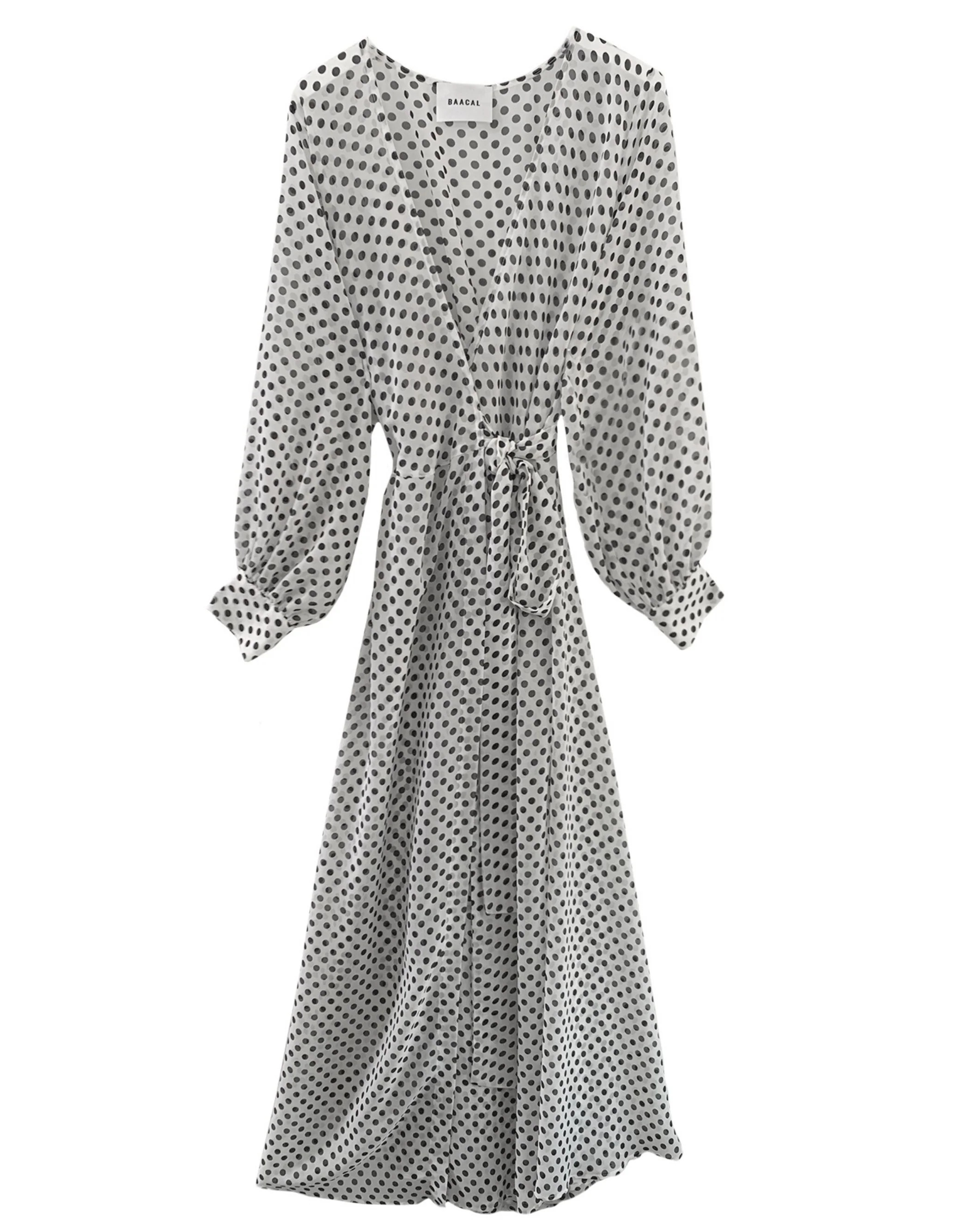 Wrap Dress In White/ Black Polka Dot By Cynthia Vincent | BAACAL Limited, LLC