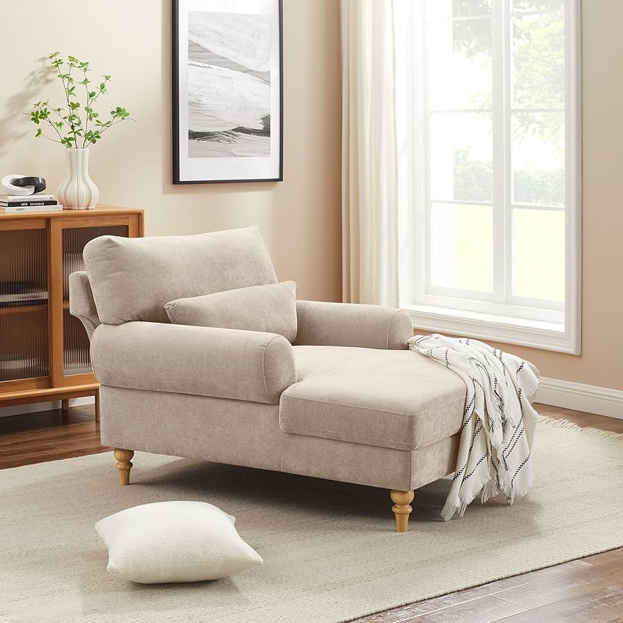 Modern Chaise Lounge Chair with Adjustable Backrest, Upholstered Indoor Leisure Sofa Recliner, Ov... | Amazon (US)