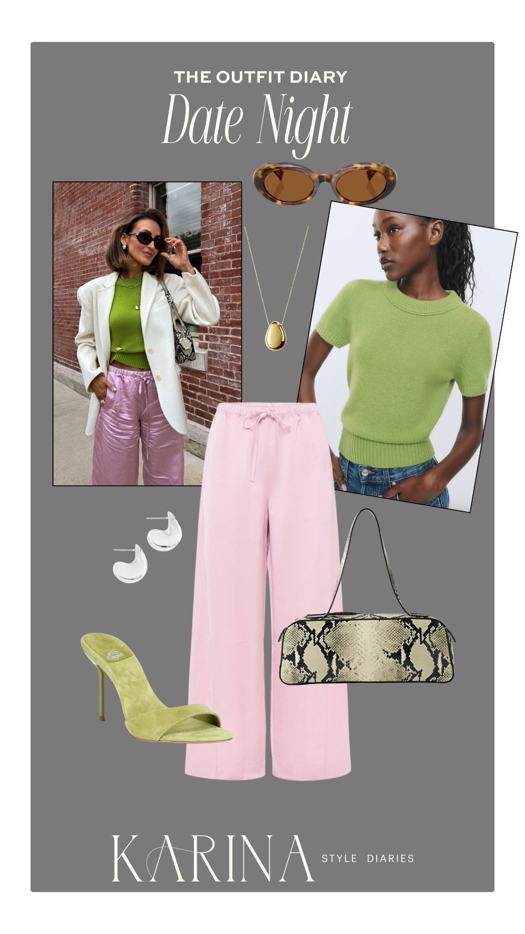 KSD Shorties: date night outfit…in color! Who am I? 💕💚

Can’t stop with the shirt sleeve cashmere sweaters and taffeta pants! Love this color combo too!! 

Pants xs, elastic waist and super comfy. Perfect lenght for flats also. Sweater xs, I would’ve preferred the small for a little more oversized fit

#LTKootd #LTKSeasonal #LTKOver40
