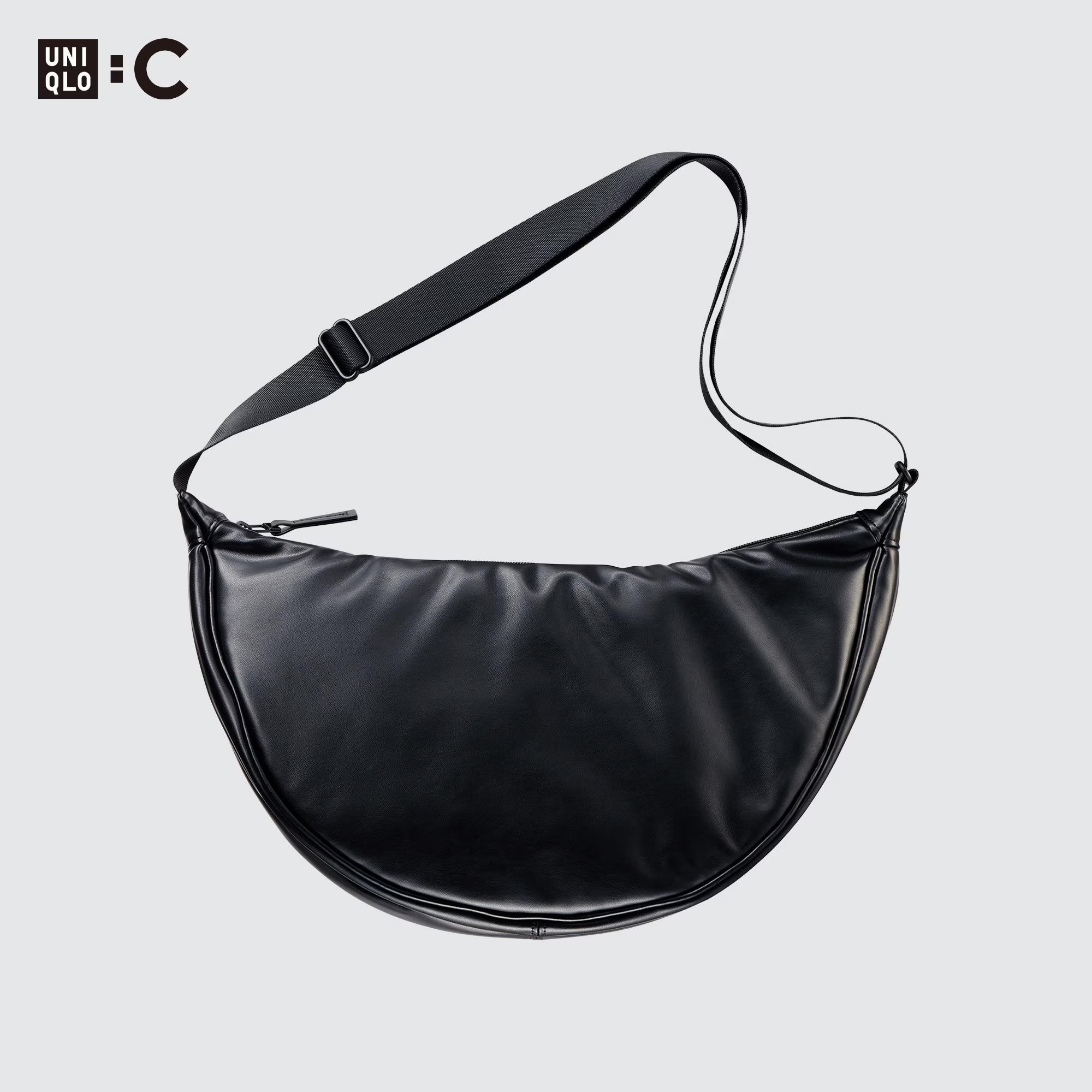 Faux Leather Round Shoulder Bag Black One UNIQLO US | UNIQLO (US)
