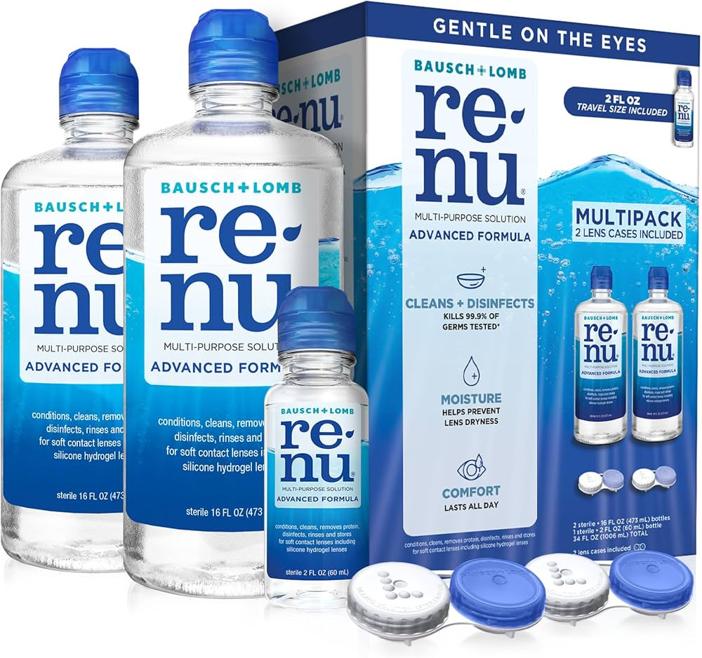 Renu Advanced Multi-Purpose Contact Lens Solution & Case, 16 oz 2-Pack | Amazon (US)