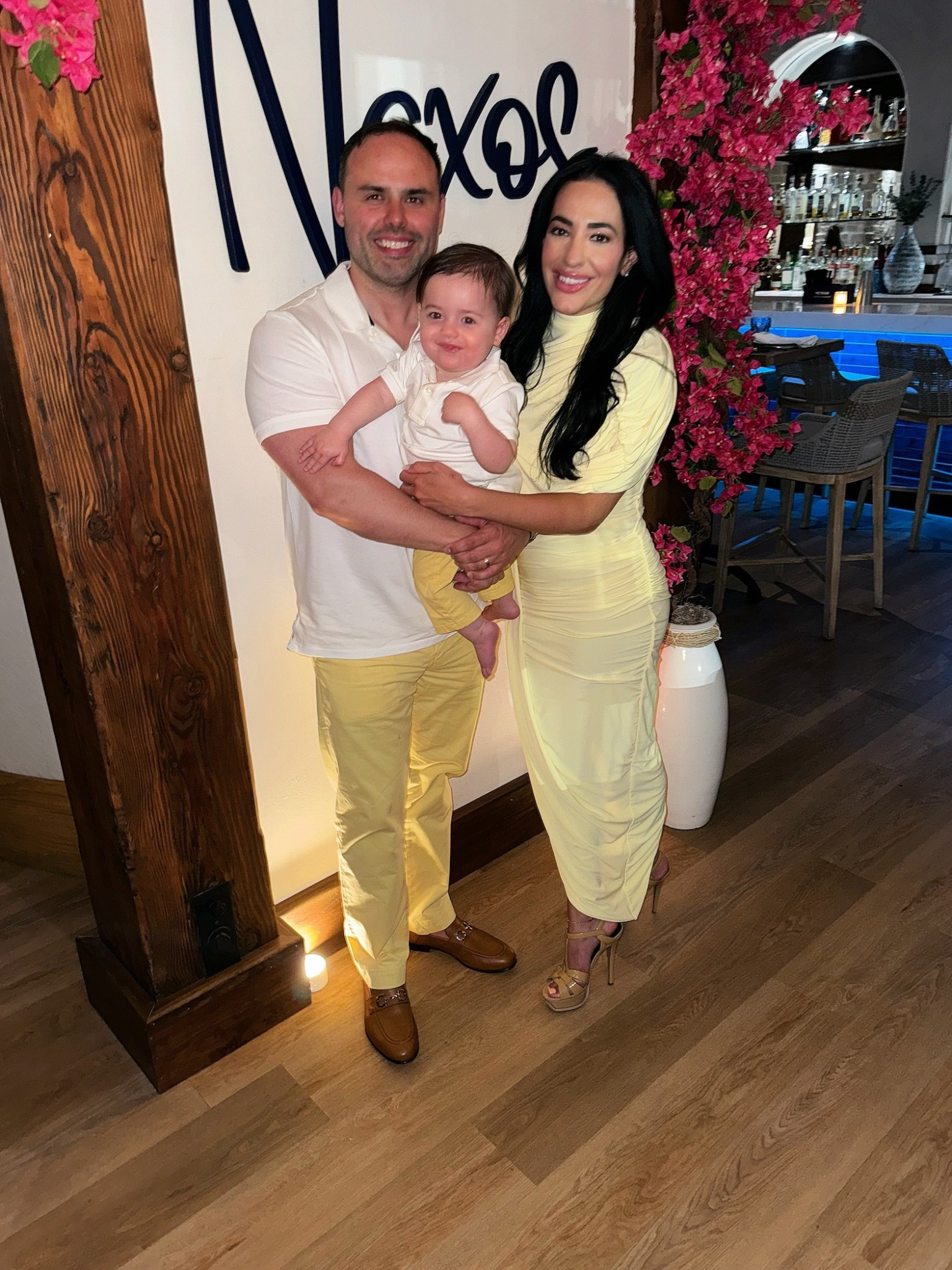For some reason, we waited until the end of the night to take pictures as a family of three. Highly do not recommend this with a toddler AFTER eating! Lol. 💛🥴 

#LTKBaby #LTKStyleTip #LTKMens