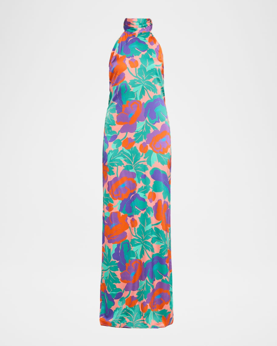 Ramy Brook Tatiana Floral-Print Halter Gown | Neiman Marcus